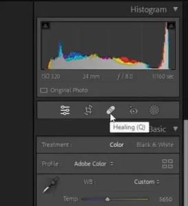 healing panel tool in lightroom mod apk