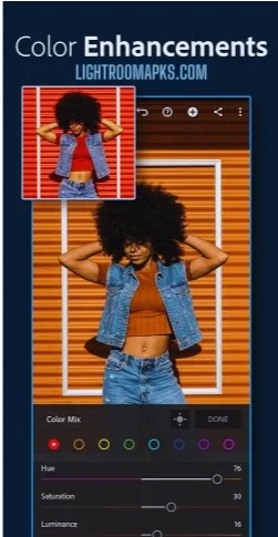 Color Adjustments in lightroom APK
